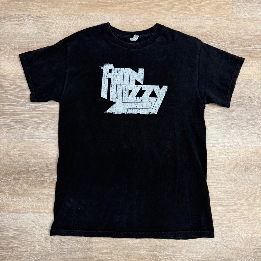 Thin Lizzy Band Logo Graphic T-Shirt Black Mens Size Medium Alstyle Heavyweight